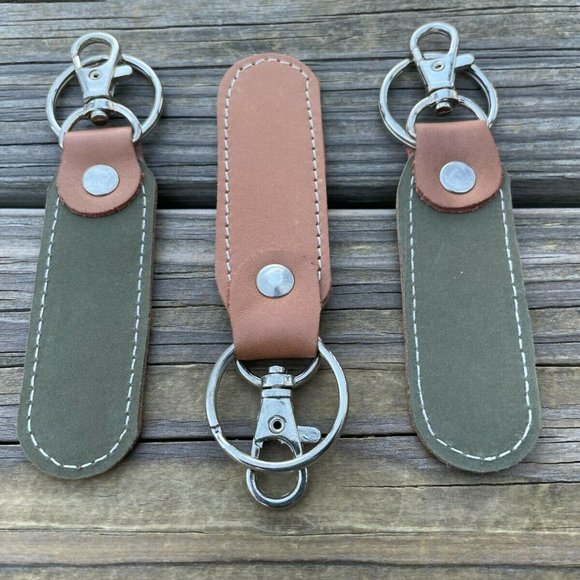 Lot of 3 Key Chain Handmade Keys Holder Genuine Leather Key Rings Dual Color - Picture 8 of 9